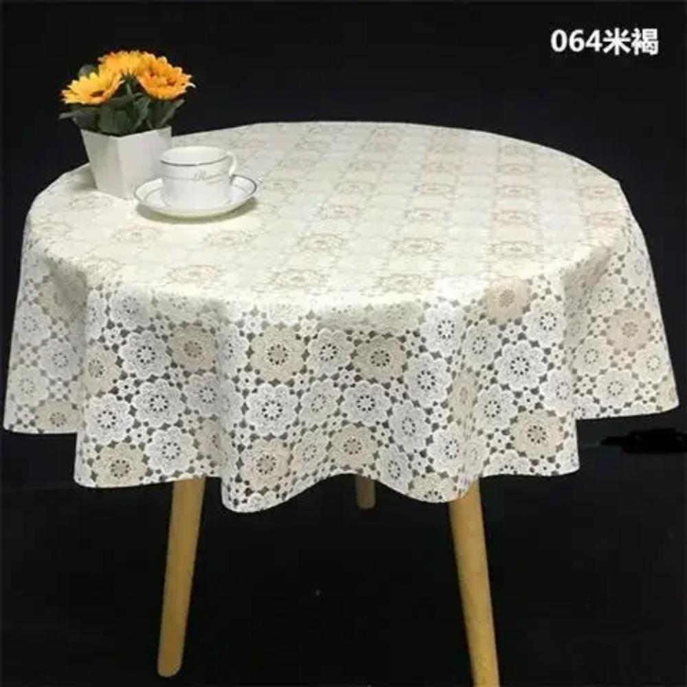 Pvc Desk Mat Printed Dustproof Table Cover Round Lace Table Waterproof Oil Resistant Scald Resistant Round Tablecloth