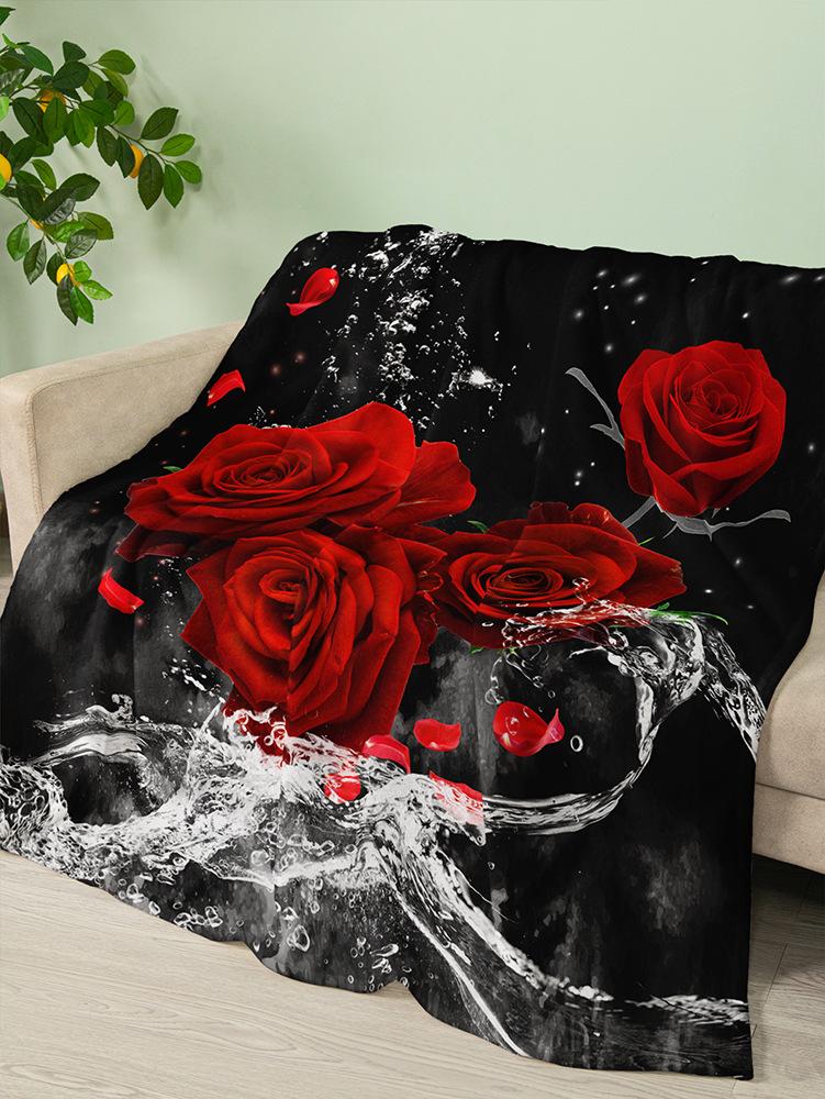 

Flannel Blanket Rose Love Valentine S Day Wedding Blanket Crystal Fleece Blanket Spring And Autumn 120X90cm