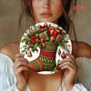 Christmas Tin Sign Round Metal Wall Art Decor Holiday Decoration Gift