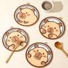 Cute Bear Coaster Silicone Round Heat Resistant and Anti Slip Hot Pad Waterproof Drink Coffee Cup Mats Kitchen Home Tableware