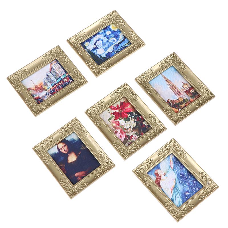 1:12 Dollhouse Miniature Frame Oil Painting Diy Doll House Accessories Decor