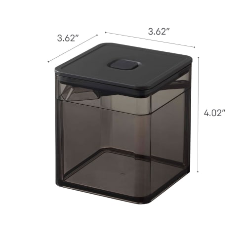 Yamazaki Tower Square Storage Container with Spoon and Valve, Black, Approx. W9.2 x D9.2 x H10.2cm, for Seasonings and Tea Leaves, Anti-oxidation, 546