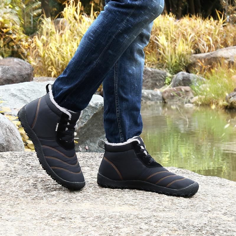 Men Snow Boots lace up Winter Ankle Boots for Men Warm Lace-up cotton Men Shoes Fashion Plush Winter Boots Fur Men Sneakers