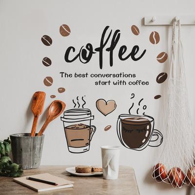 Einfache und unkomplizierte Kaffee- und englische Slogan-Restaurant-Heimwanddekorationsaufkleber