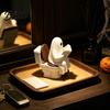 Ghost Reading On Toilet Cute Halloween Figurine Resin Statue Unique Ornament Funny for Tiered Tray Tabletop Mantel Decor Gift