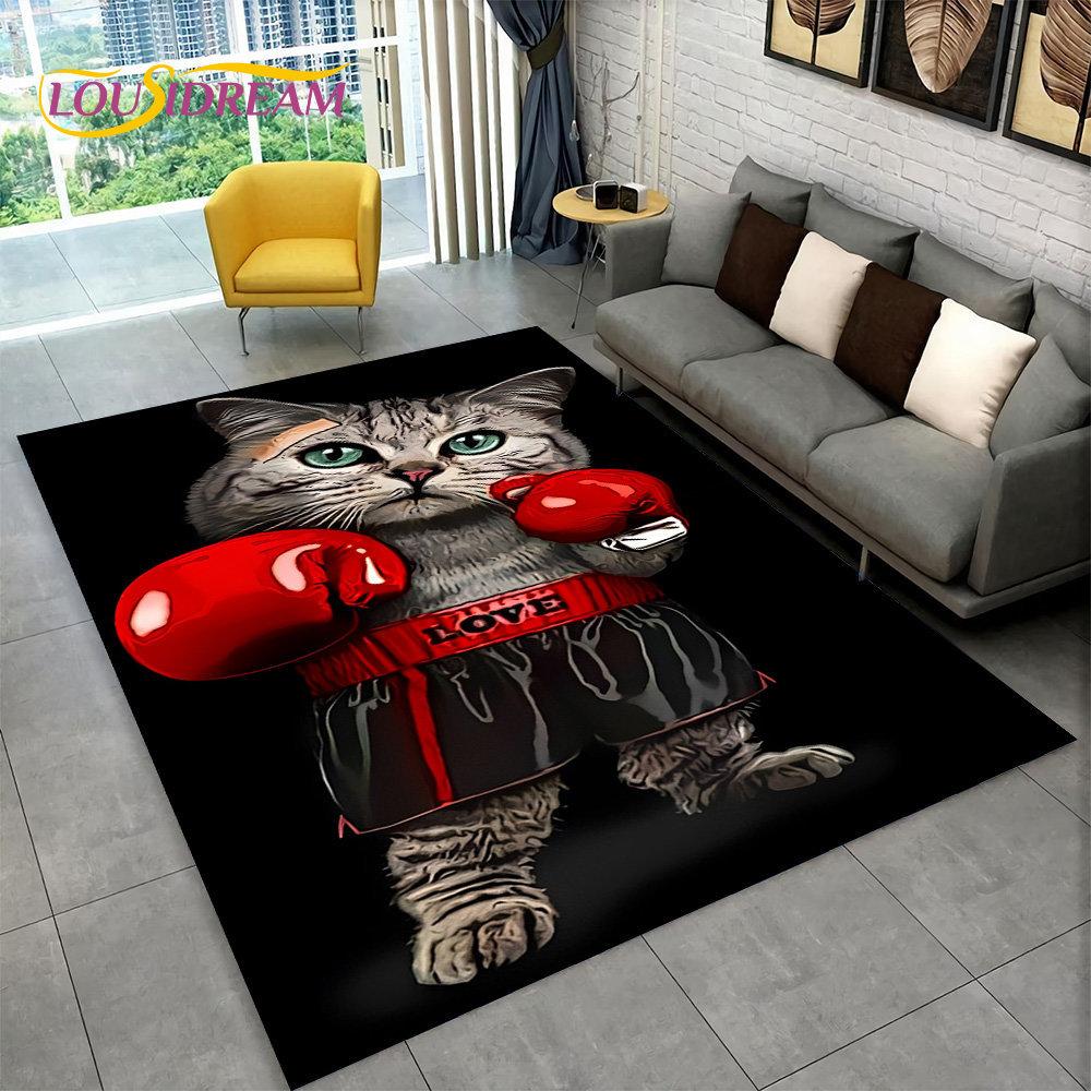Cartoon Cute Cat Area Rug Large,Carpet Rug for Living Room Bedroom Sofa Doormat Kitchen Decoration,Child Non-slip Floor Mat