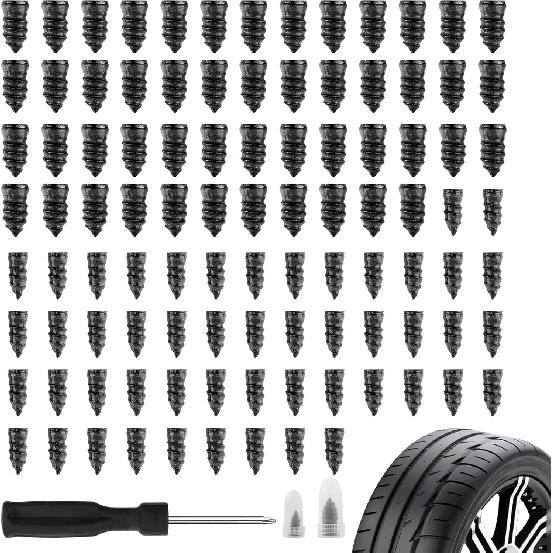 100PCS Car Tire Plug Kit,Practical Tire Screw Plug Repair Kit With Screwdriver/Tires Repair Rubber Nail For Quick Repairs,Essential Car Accessories