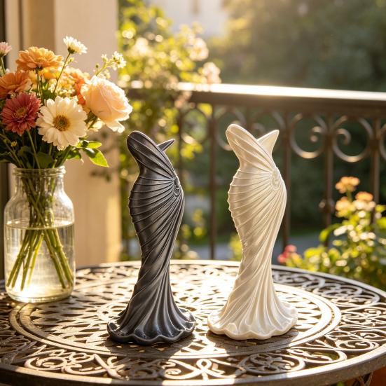 3D Printed Fishtail Dress Vase, Decorative Plastic Flower Vase, Flower Holder Container for Home Office Living Room Table Centerpiece
