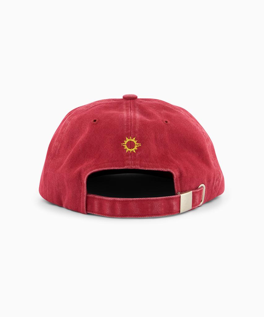HELLO SUNRISE Washed Two Tone Logo 6Panel Cap_Vtg Red