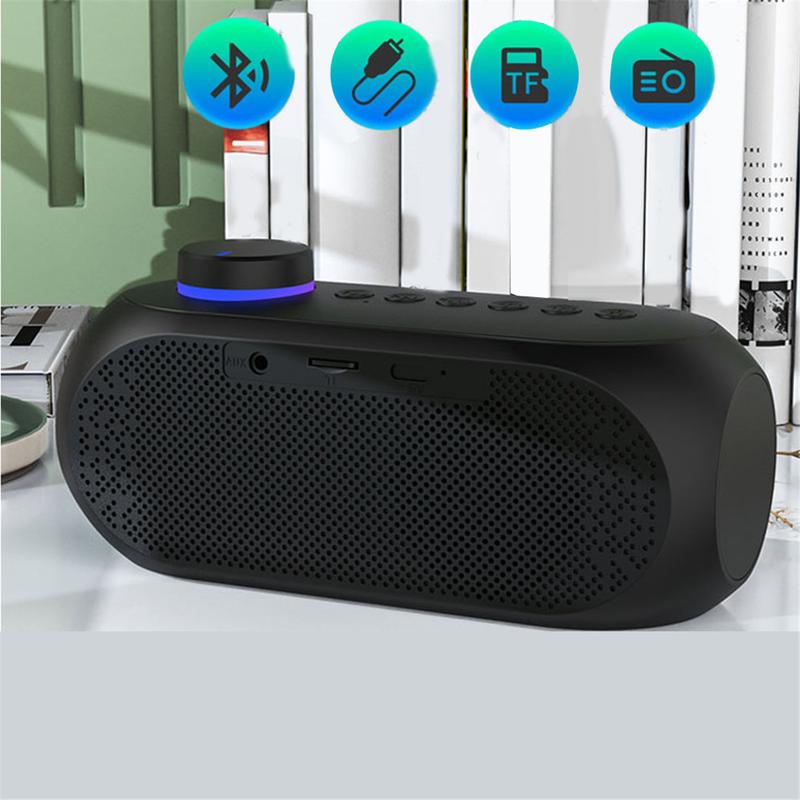 Portable Mini FM Radio Receiver Hifi Sound RGB Bluetooth Speaker with Clock Dual Alarm Clock Support Handsfree Calls