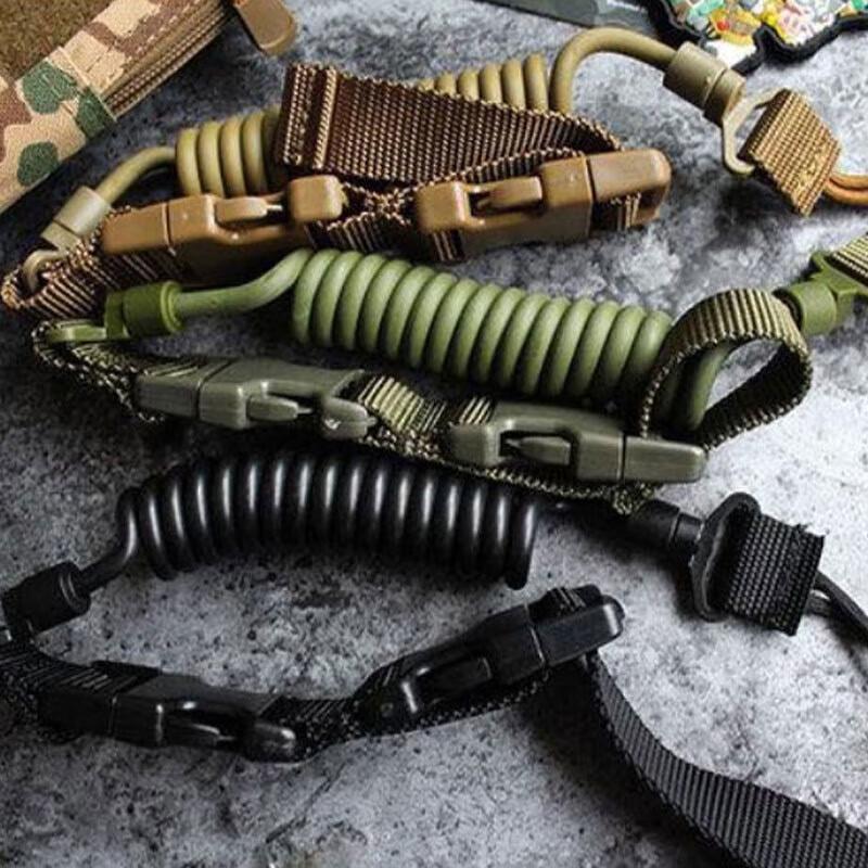 Outdoor Anti-Lost Tactical Spring Lanyard Keychain