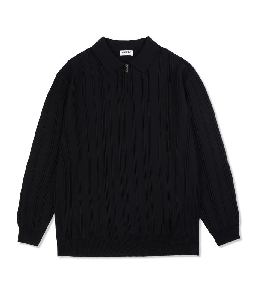 NUBINDA Washable Collared Half-Zip Knit [Ivory]