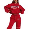 Womens Hooded Sweatshirt Set With Letter Print Long Sleeve Top Pants Streetwear Casual Tracksuit