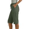 Ladies' casual and fashionable loose waist drawstring five quarter pants with pockets