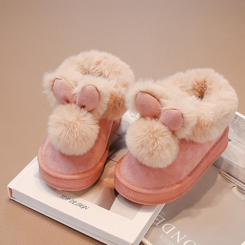 Girls' Snow-resistant Snow Boots Large Cotton Warm Short Boots Plus Velvet and Thick Cotton Boots