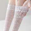 Women's Summer Thin Cotton Lace Trim Over-the-Knee Socks - Breathable Fishnet Gauze
