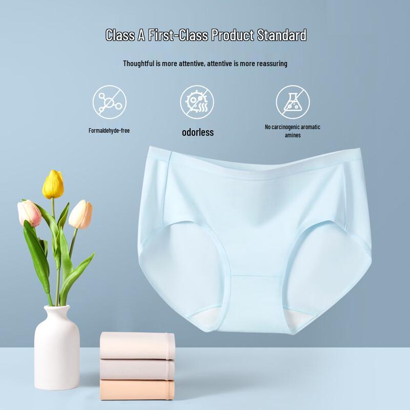 Jingdong Zao Women's Pure Cotton Antibacterial Mid-Waist Briefs 4-Pack