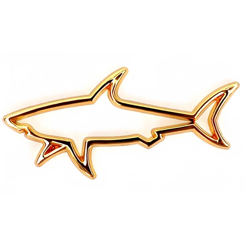 Pegatinas 3D de metal con diseño de tiburón hueco para coche, calcomanías creativas para ordenador, motocicletas y coches, accesorios de decoración para automóviles.