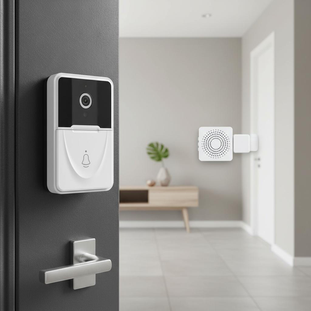 Smart Video Doorbell with Wi-Fi Auto Focus Plastic Material HD Two-Way Audio Night Vision Wireless Cloud Storage Doorbell Camera