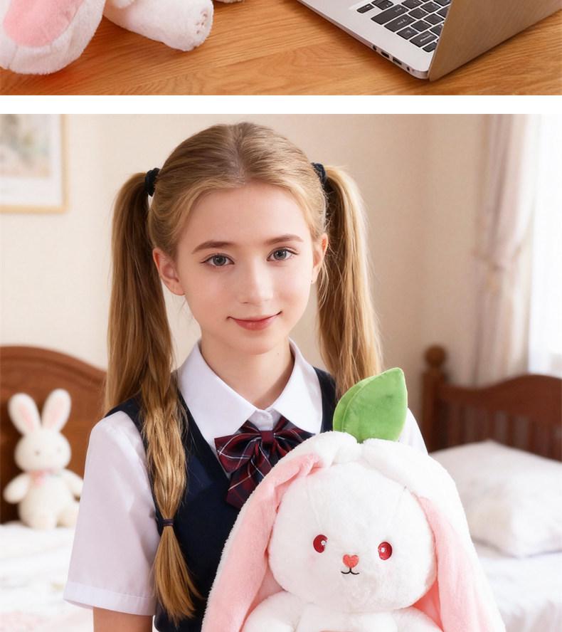 Influencer-Inspired Strawberry Bunny Plush Toy: Cute, Soft Hugging Doll for Girls