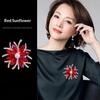 Fashion Temperament Flower Red Crystal Brooches For Women Clothing Coat Accessories Gifts