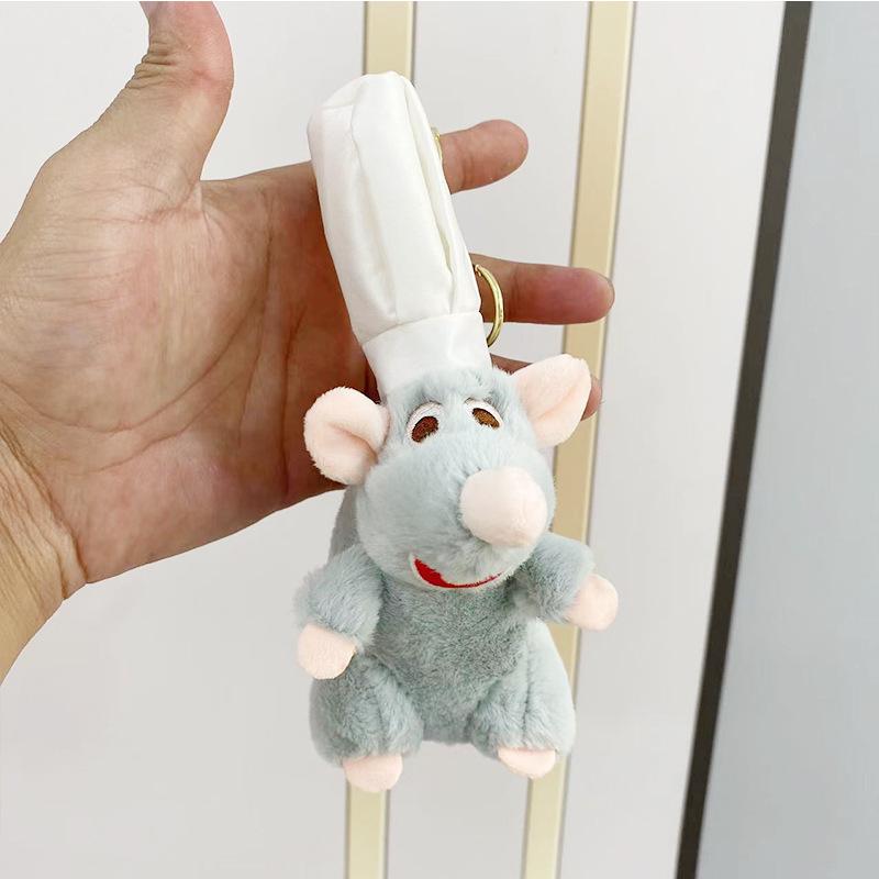 Cute Ratatouille Pendant Plush Toy Doll Keychain Mouse Chef Plush Stuffed Dolls Keyring Backpack Charms Girl Bag Car Deco Gifts