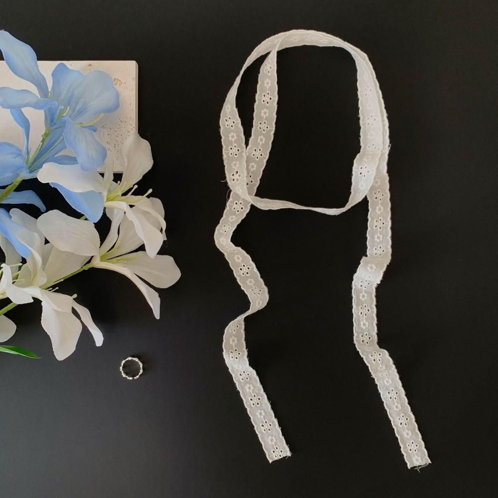 White Beige Lace Neck Scarf Flower Neckerchief Trendy Ribbon Headband Photo Props 5