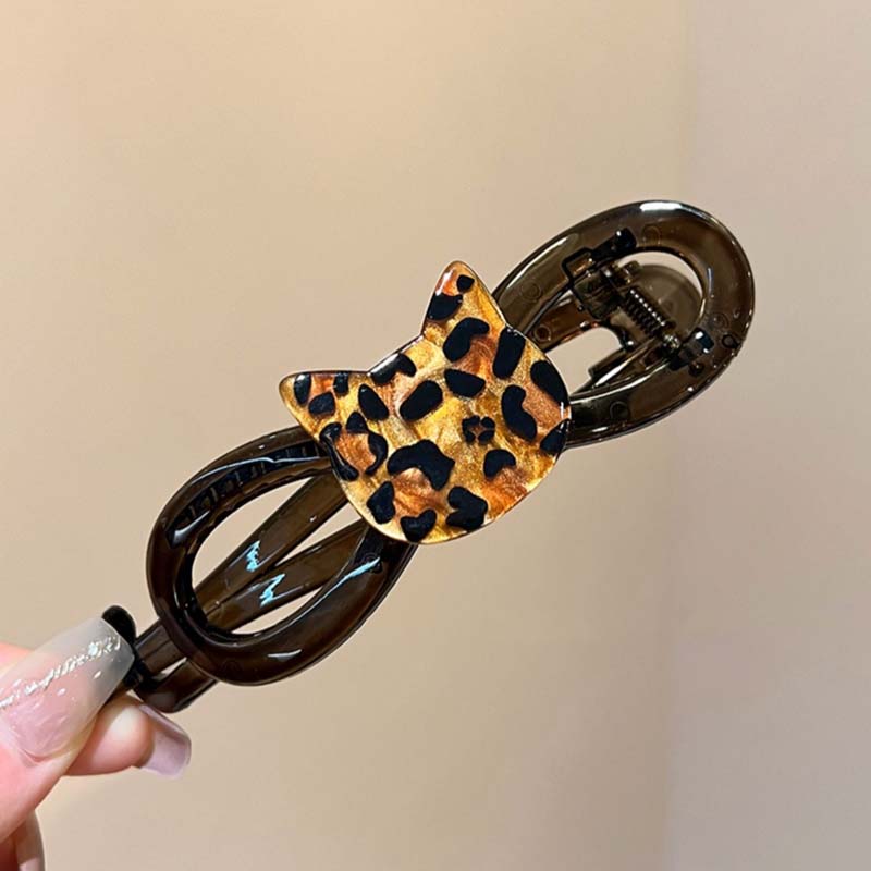 Retro Leopard Cat Printed Twist Hair Clip for Women Fashion Ponytail Twist Clip Hairpins Barrettes Girls Hair Accessories