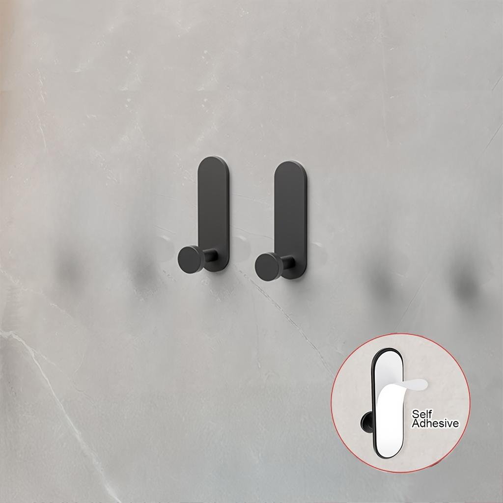 2Pcs/Set Robe Hook Towel Racks Wall Hanger Storage Organizer For Kitchen Bathroom Space Aluminum Free-Punching Shower Hook