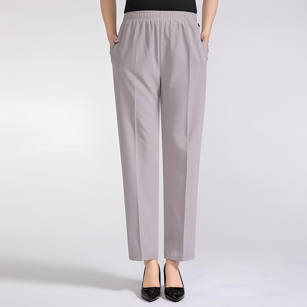 Women Summer High Waist Comfortable Elastic Waist Silk Pants