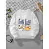 Kids Crewneck Sweatshirt, Adorable Collared Cats Graphic Print,Spring Autumn Casual Sport Tops