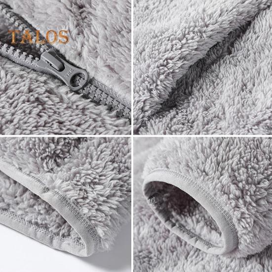 Women Winter Coat Thick Stand Collar Double-sided Fleece Neck Protection Zipper Closure Solid Color Long Sleeves Heat Retention Outdoor Jacket