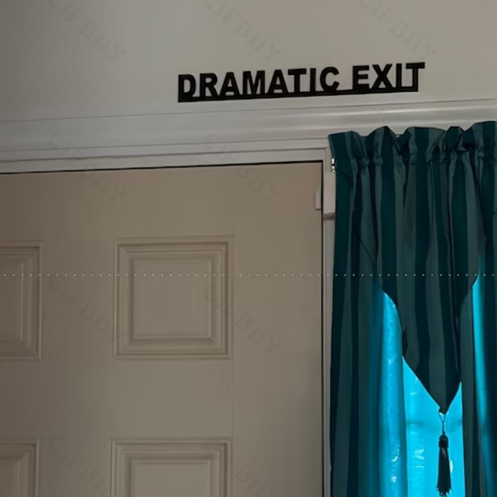 1ks Moderní kovový nápis 'Dramatic Exit' nad dveře - Nástěnné umění a dekorace na polici, Ideální pro svatby, Halloween a Vánoce, Pro vnitřní použití, Socha nástěnná dekorace