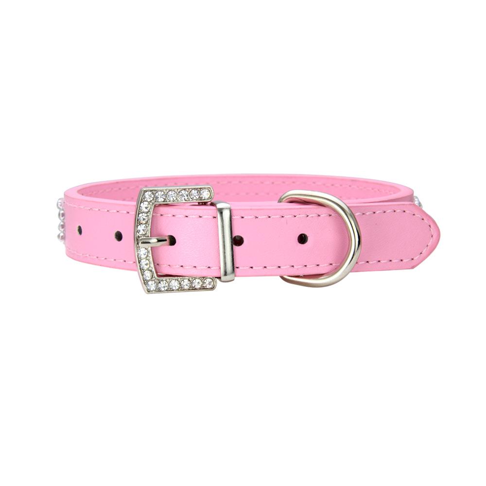 Shiny Leather Cat & Dog Collars with Diamond Candy Colors, Multi-Size Options