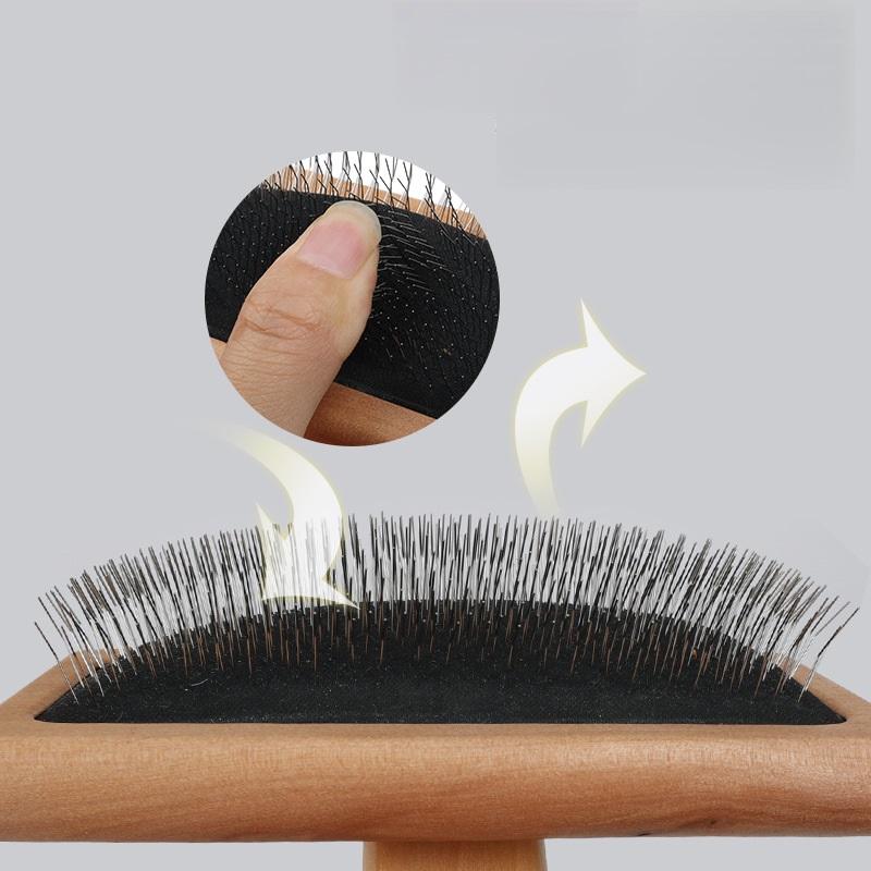 Factory Low-MOQ Dog Slicker Brush Self Cleaning Professional Wooden Double Sided Pet Grooming Comb for Cat Long Hair