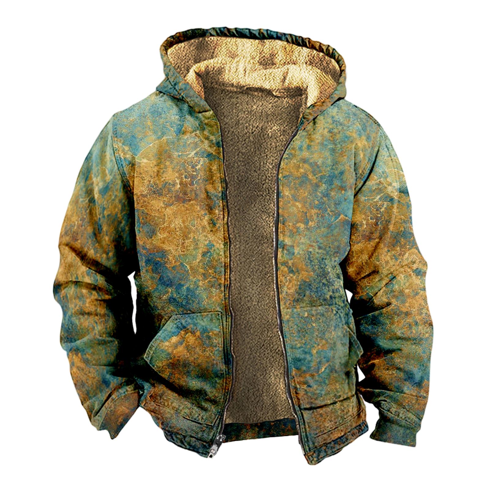 

Мужской индивидуальный повседневный свитер на молнии с длинным рукавом и принтом, толстый хлопковый костюм, зимний костюм XL зелёный