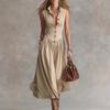 Spring 2026 French Style Elegant Slimming Lapel Multi-Button Long Dress for Women