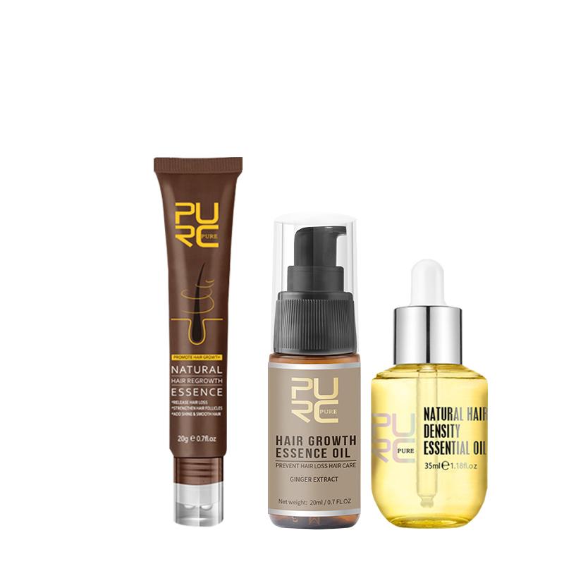 PURC Ensemble d'huiles de shampoing pour la croissance des cheveux, Essence de gingembre, Anti-perte de cheveux, traitements pour cheveux et cuir chevelu, produits pour hommes et femmes