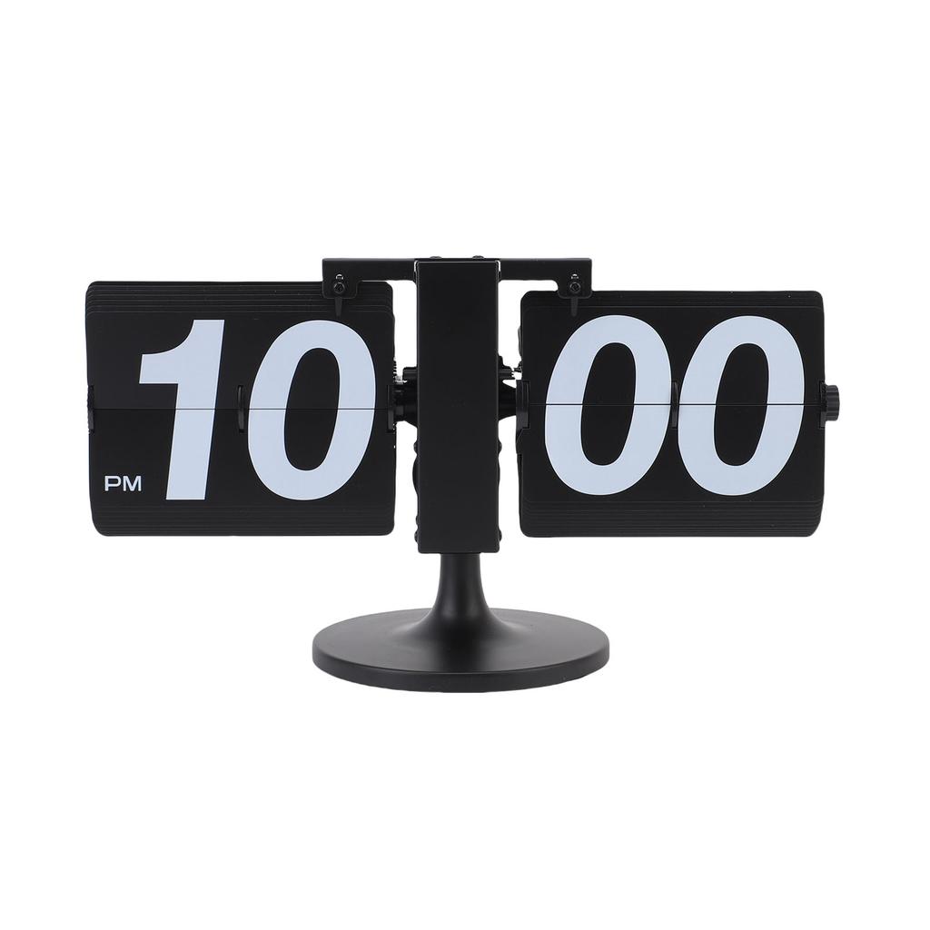 Desk Clock Mechanical Battery Powered 12 Hours Quiet Automatic Page Turning Clock with Extended Rod for Living Room