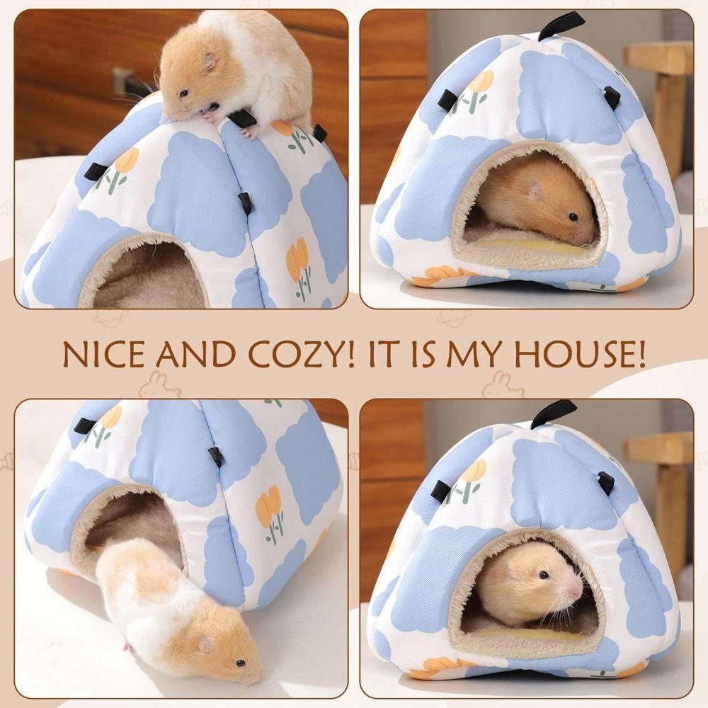 Soft Guinea Pig Warm House Flower Print Hamster Nest Bed  for Golden Bear Bird Rat