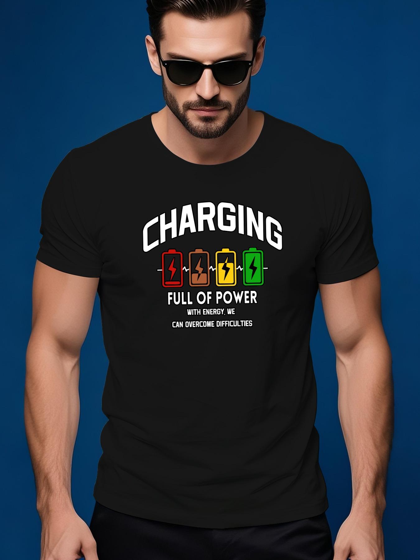 Summer Tshirt -  Charging Full of Power  Graphic Tee with... XL