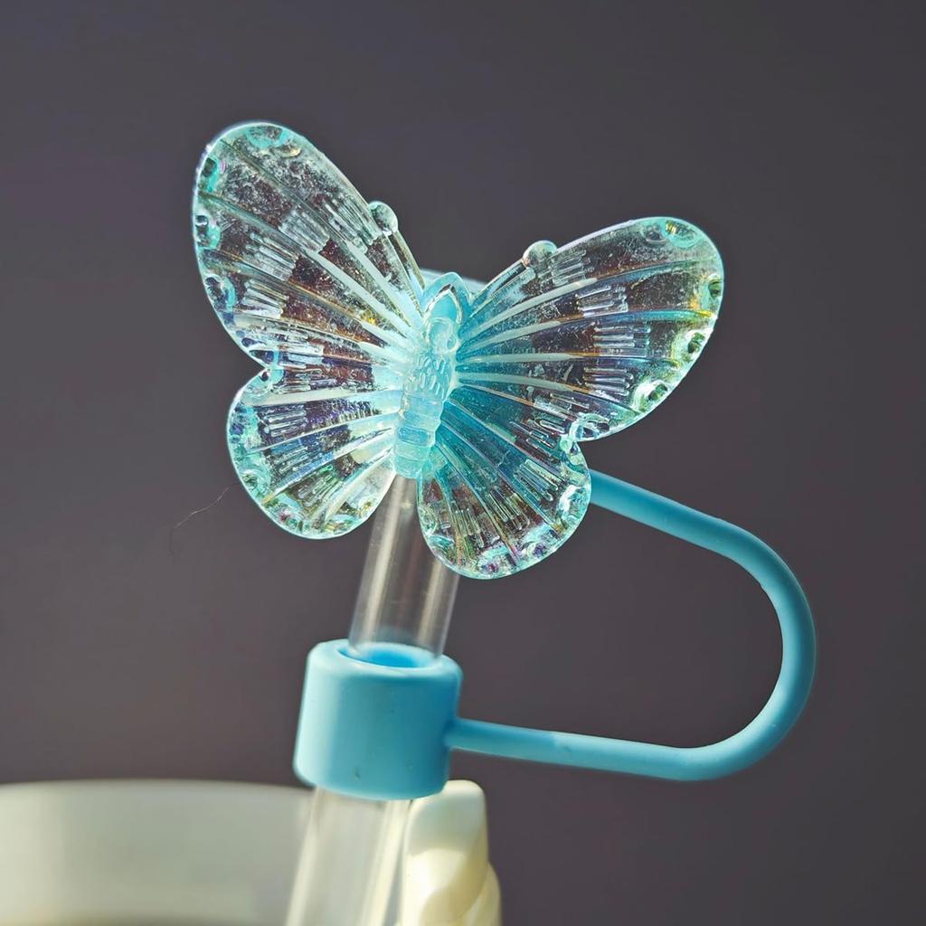 5PCS Butterfly Day Straw Toppers for Stanley Cup New Valentines Day Cover Cap 40oz/30oz Tumbler, 3D Silicone Straw Cover Caps for 10mm Straws,