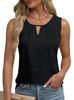 2025 Summer Women's Pleated Solid Color Sleeveless Hollow Out T-shirt Vest
