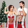 2Pcs Muscle Men's and Women's Printed Christmas Decoration Apron Funny Print Christmas Themed Kitchen Apron Couple Style Sexy