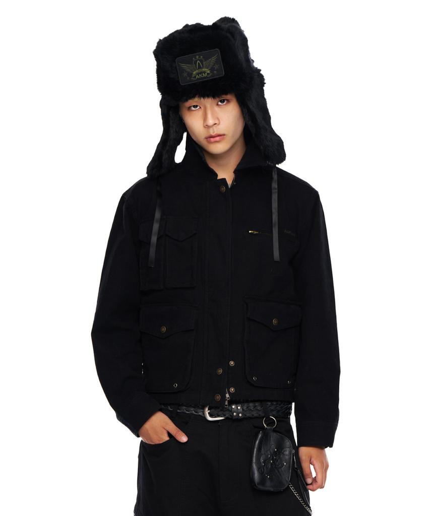 Aakam Cotton Utility Jacket (Black)
