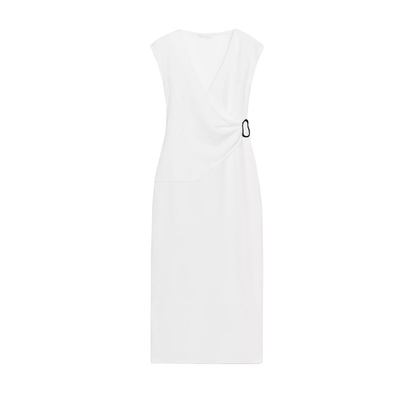Summer New Product Women's Clothes Ins Style Long Double Breasted Twill V Neck Sleeveless Dress 5067151 5067651
