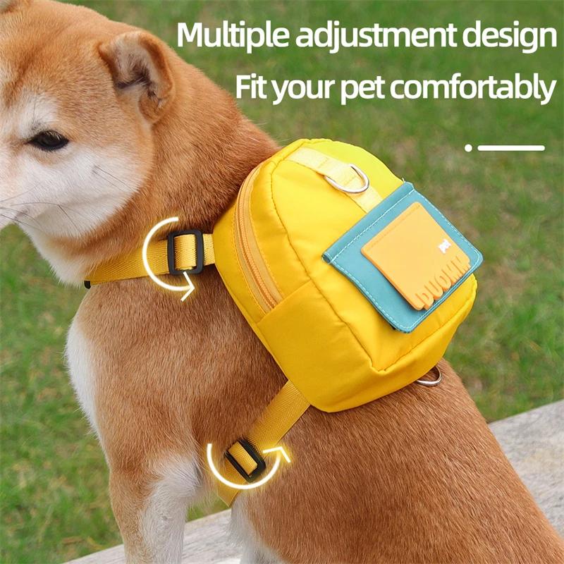 Stylish Pet Backpack with Integrated Harness Collar Perfect for Outdoor Adventures Includes Dog Training Easy Poop Bag Storage