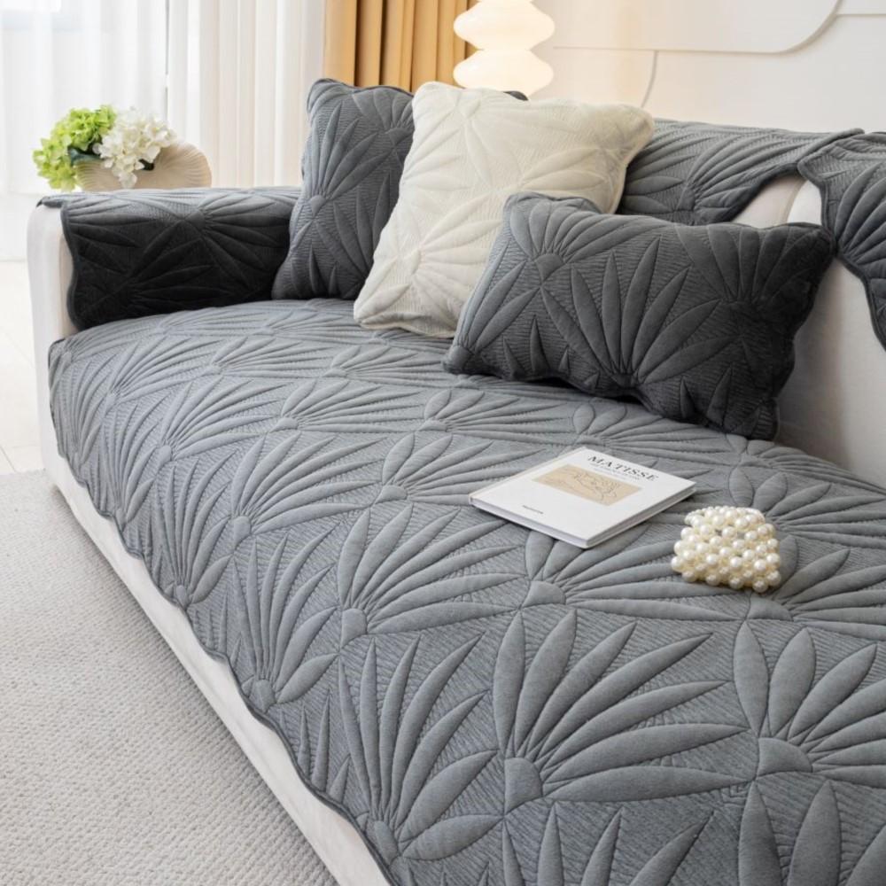 Sofa Cushion Four Seasons Universal Backrest Cloth Sofa Cushion Chenille Non-slip Solid Color Sofa Cover Cushion Cream Anti Slip