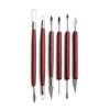 6-Piece Pottery Clay Tool Set: Double-Headed Lace and Sculpture Knives with Red Wood Handles