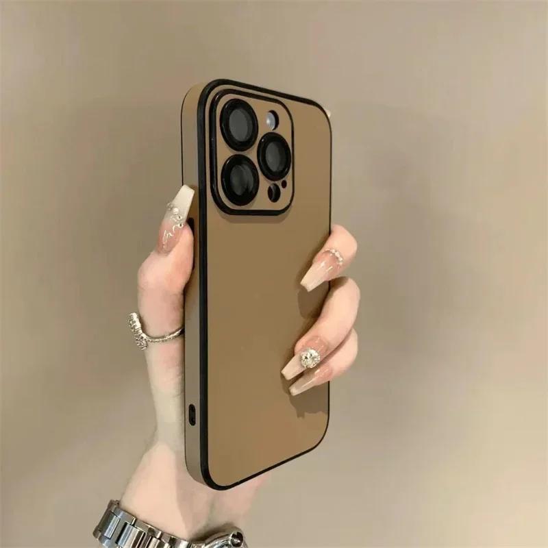 Luxury Matte Cortex Phone Case For iPhone 17 16 15 14 13 12 11 Pro Max Plus Shockproof Lens Protection Bumper Back Cases Cover